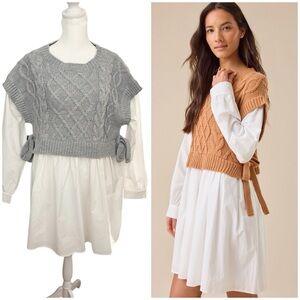 Morgan Sweater Twofer Dress in Grey NWOT